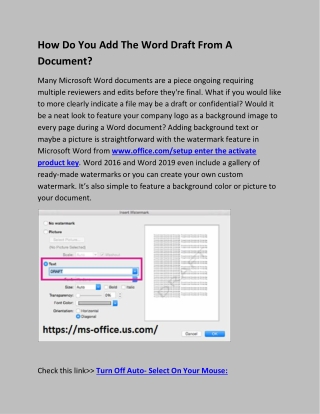 How Do You Add The Word Draft From A Document?