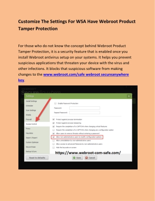 Customize The Settings For WSA Have Webroot Product Tamper Protection