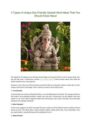 3 Types of Unique Eco-Friendly Ganesh Murti Ideas That You Should Know About