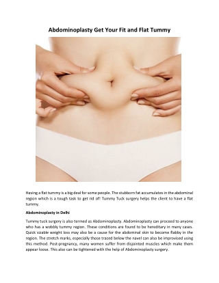 Abdominoplasty Get Your Fit and Flat Tummy