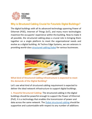 Why is Structured Cabling Crucial for Futuristic Digital Buildings?