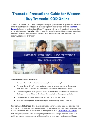 Tramadol Precautions Guide for Women | Buy Tramadol COD Online