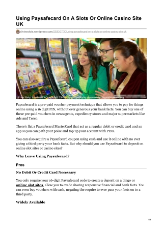 Using Paysafecard On A Slots Or Online Casino Site UK