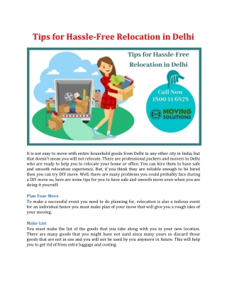 Tips for Hassle-Free Relocation in Delhi