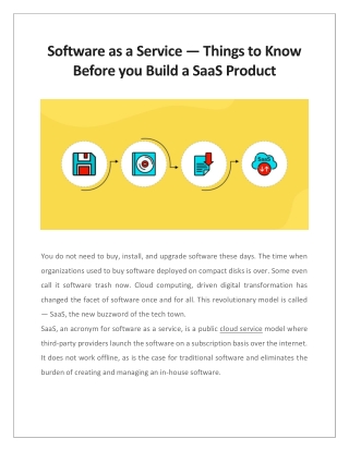Software as a Service — Things to Know Before you Build a SaaS Product
