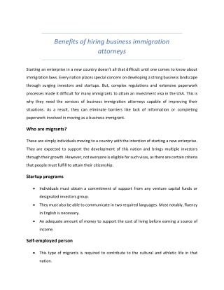 Benefits of hiring business immigration attorneys