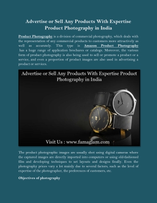 Advertise or Sell Any Products With Expertise Product Photography in India
