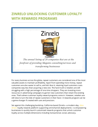 Zinrelo Unlocking Customer Loyalty with Rewards Programs