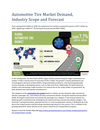 Automotive Tire Industry Analysis and Forecast to 2024