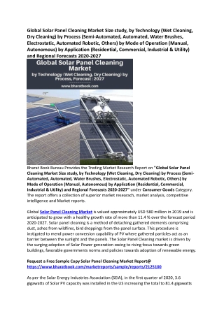 Global Solar Panel Cleaning Market Size Study by Share, Growth and Demand Forecast to 2027