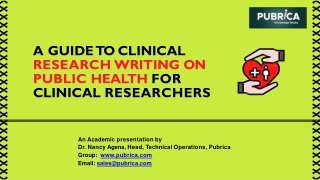 A GUIDE TO CLINICAL RESEARCH WRITING ON PUBLIC HEALTH FOR CLINICAL RESEARCHERS – PUBRICA