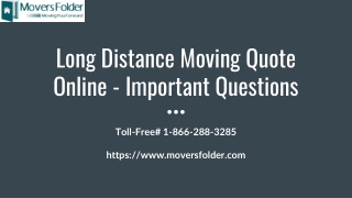 Long Distance Moving Quote Online - Important Questions