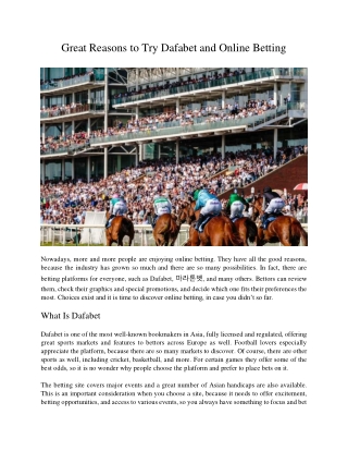 Great Reasons to Try Dafabet and Online Betting