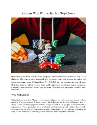 Reasons Why Williamhill Is a Top Choice
