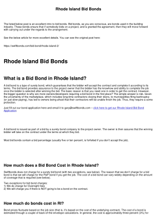 Rhode Island Bid Bonds