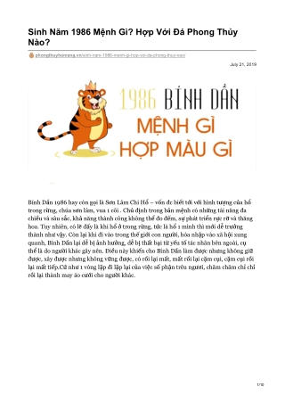 Sinh Năm 1986 Mệnh Gì? Hợp Với Đá Phong Thủy Nào?