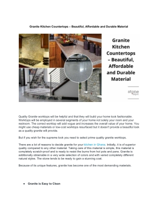 Granite Kitchen Countertops – Beautiful, Affordable and Durable Material