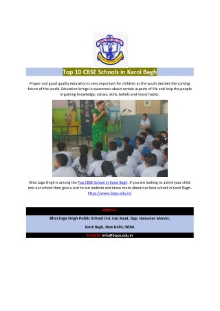 Top CBSE School in Karol Bagh