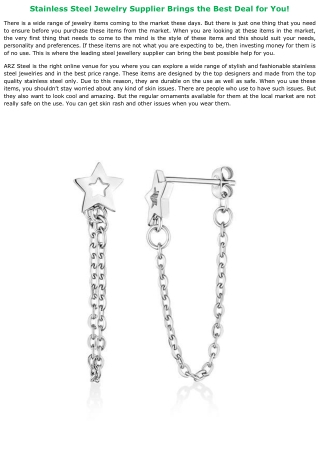 Stainless Steel Jewelry Supplier Brings the Best Deal for You!
