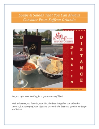 Soups & Salads That You Can Always Consider From Saffron Orlando