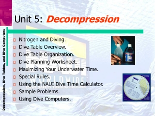Decompression dive tables and dive computers