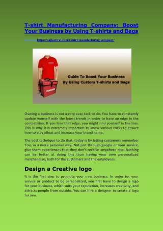 T-shirt Manufacturing Company Boost Your Business by Using T-shirts and Bags