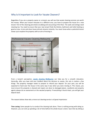 Why Is It Important to Look for Vacate Cleaners?