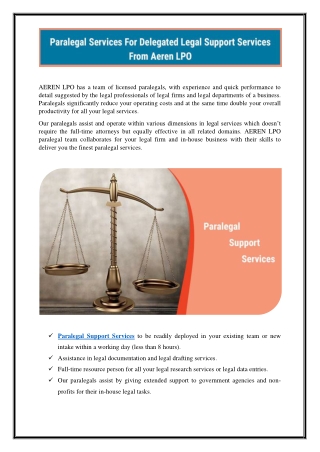 Paralegal Services for delegated Legal Support Services from Aeren LPO