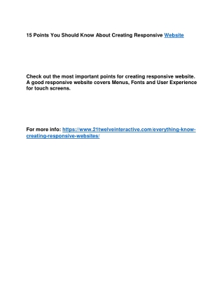 15 Points You Should Know About Creating a Responsive Website