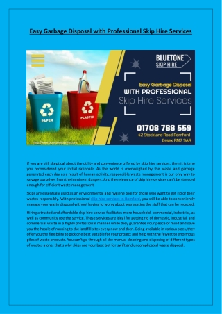 Easy Garbage Disposal with Professional Skip Hire Services