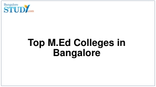 Top M.Ed colleges in Bangalore