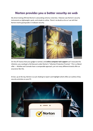 Norton provides you a better security on web