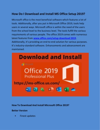 How Do I Download and Install MS Office Setup 2019?