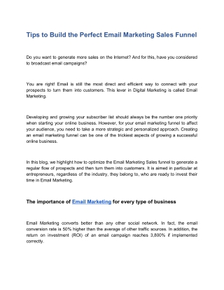 Tips to Build the Perfect Email Marketing Sales Funnel