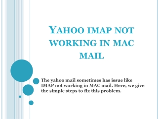 Yahoo IMAP Not Working In MAC Mail