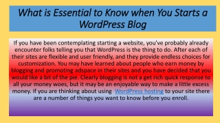 What is Essential to Know when You Starts a WordPress Blog