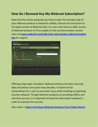 How Do I Renewal Key My Webroot Subscription?