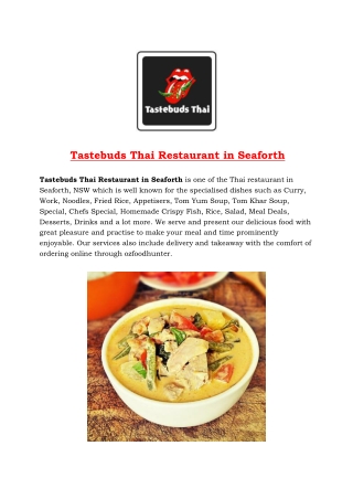 5% off - Tastebuds Thai Restaurant in Seaforth Menu, NSW
