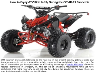 How to Enjoy ATV Ride Safely During the COVID-19 Pandemic