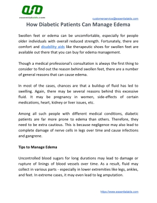 How Diabetic Patients Can Manage Edema