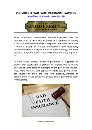 Providence Bad Faith Insurance Lawyers