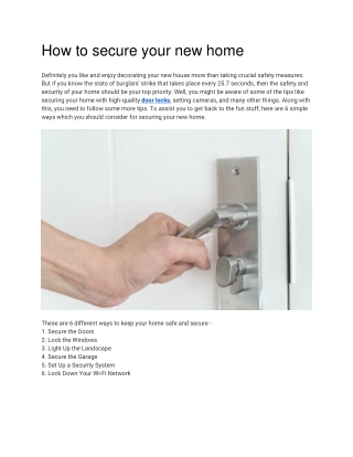 How To Secure Your New Home