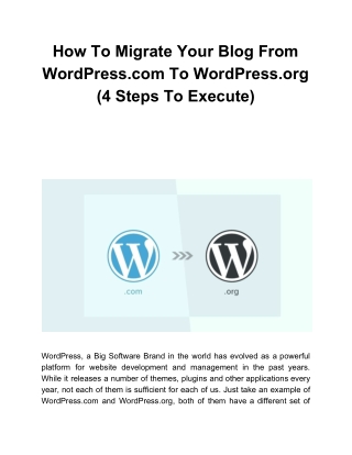 How To Migrate Your Blog From WordPress.com To WordPress.org (4 Steps To Execute)