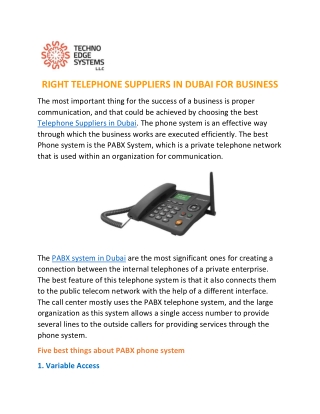 Right Telephone Suppliers in Dubai for Business