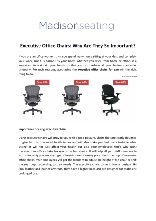 Executive Office Chairs: Why Are They So Important?