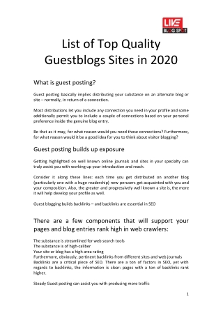 List of top quality Guest posting sites in 2020