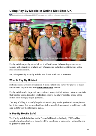 Using Pay By Mobile In Online Slot Sites UK