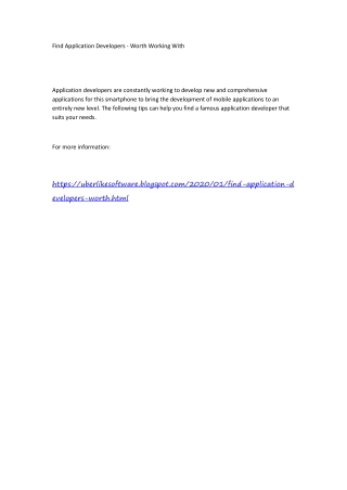 Find Application Developers - Worth Working With