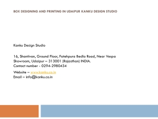 Box Designing and Printing in Udaipur Kanku Design Studio