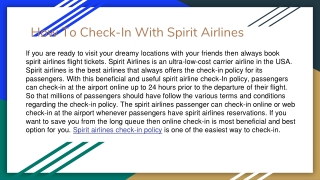 How To Check-In With Spirit Airlines?